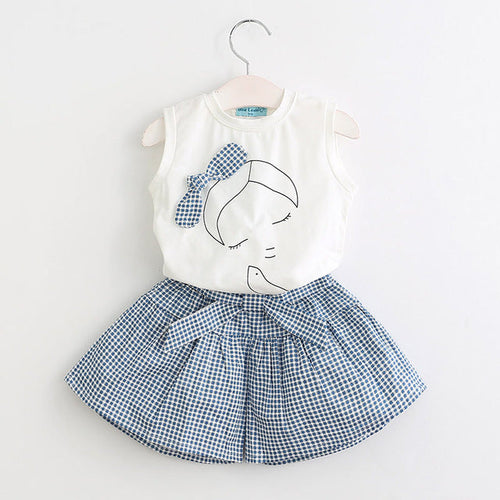 Bear Leader Girls Clothing Sets 2018 New Summer Sleeveless T-shirt+Print Bow Pants 2Pcs for Kids Clothing Sets Baby Clothes