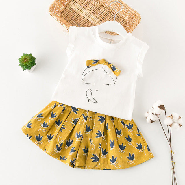 Bear Leader Girls Clothing Sets 2018 New Summer Sleeveless T-shirt+Print Bow Pants 2Pcs for Kids Clothing Sets Baby Clothes